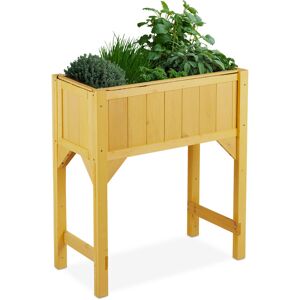 Relaxdays - raised wooden planter, flower bed on legs, 40 x 80 x 90 (LxWxH), with lining, outdoor, garden, patio