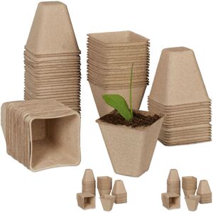 Set of 240 Propagator Pots, Biodegradable, Cellulose, hwd: 8 x 8 x 8 cm, Growing Containers for Seeds, Natural - Relaxdays