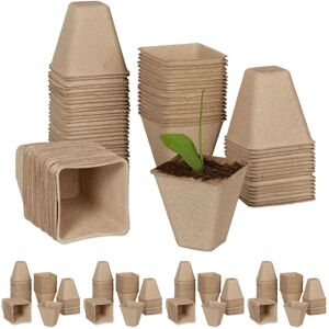 Set of 400 Propagator Pots, Biodegradable, Cellulose, hwd: 8 x 8 x 8 cm, Growing Containers for Seeds, Natural - Relaxdays
