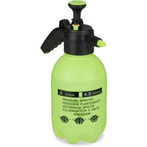 Spray Bottle, 2 Litres Volume, Nozzle with Mist & Stream, Scale, Refillable, Plastic, 34x24x13 cm, Green/Black - Relaxdays