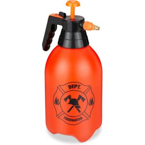 Spray Bottle, 3 l Volume, Fire Extinguisher Design, Adjustable Brass Nozzle, Scale, 35x17.5x14cm, Orange/Black - Relaxdays