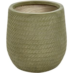 BELIANI Round Flower Plant Pot Fibre Clay Embossed Pattern Green ⌀ 27 cm Livadia - Green