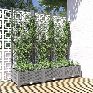 Garden Planter with Trellis Light Grey 120x40x121.5 cm pp - Royalton