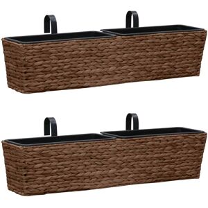 Garden Planters 2 pcs Water Hyacinth Brown - Royalton