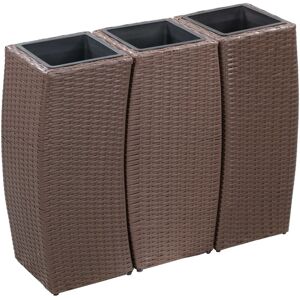 Garden Raised Beds 3 pcs Poly Rattan Brown - Royalton