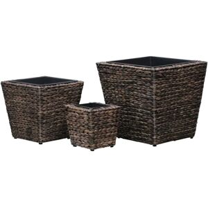 Garden Raised Beds 3 pcs Water Hyacinth Brown - Royalton