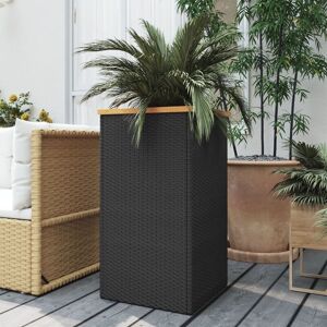 Royalton - Planter Black 40x40x80 cm Poly Rattan