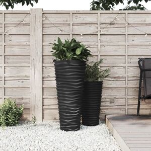 Planter with Removable Inner Anthracite 18/45 l pp Grooved Look - Royalton