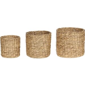 Beliani - Set of 3 Water Hyacinth Plant Baskets Planter Pots Boho Rustic Style Light Ronquil - Natural