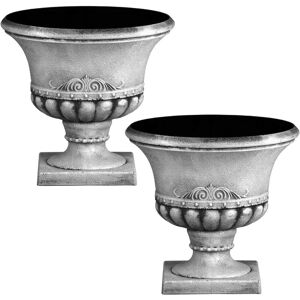 2PC Pompeii Urn Planter & Base - grey Size 41.5cm - Grey - Simpa