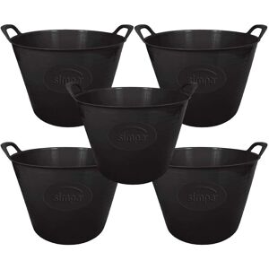 Simpa - 42L Large Multi Purpose Flexible Tub Buckets - black Qty 5 - Black