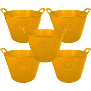 Simpa - 42L Large Multi Purpose Flexible Tub Buckets - yellow Qty 5 - Yellow