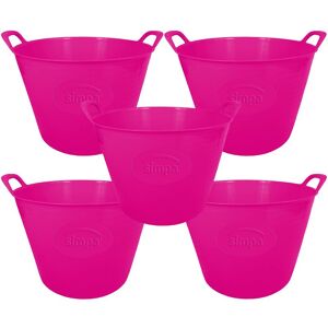 Simpa - 42L Large Multi Purpose Flexible Tub Buckets - pink Qty 5 - Pink