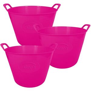 Simpa - 42L Large Multi Purpose Flexible Tub Buckets - pink Qty 3 - Pink