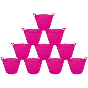 Simpa - 42L Large Multi Purpose Flexible Tub Buckets - pink Qty 10 - Pink