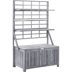 Storage Box with Trellis Grey 99x55x160 cm Solid Acacia Wood Vidaxl Grey