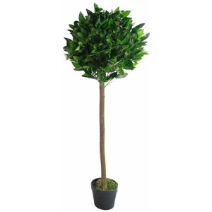 Leaf - 120cm (4ft) Plain Natural Trunk Artificial Topiary Bay Laurel Ball Tree