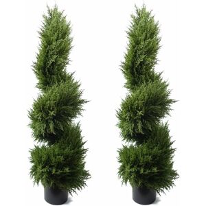 Leaf - 120cm Pair of Spiral Cypress Artificial Tree uv Resistant Outdoor