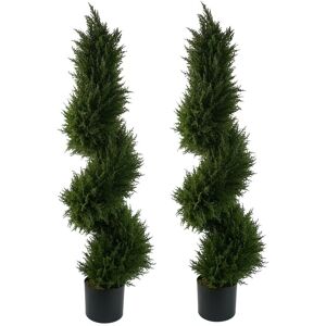 Leaf - 120cm Pair of Spiral Cypress Tree Artificial Topiary