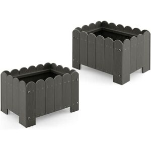 Costway - 2 Pack Square Planter Box hdpe Flower Pot 45 x 32 x 30 cm Raised Garden Bed