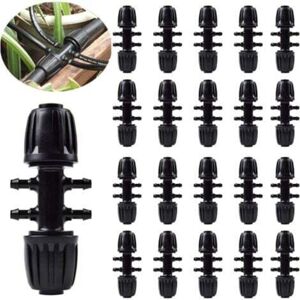 Jalleria - 20pcs Garden Irrigation Hose Connectors, Barbed Tees, Drip Irrigation for 1/2 inch to 1/4 inch Irrigation Pipe, 6 Way Irrigation