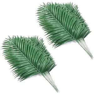 Tlily - 24 Pieces Artificial Palm Leaves Plants Fake Tropical Large Plant for Hawaiian Party
