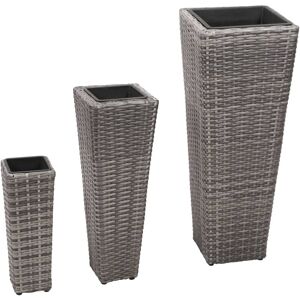 Garden Raised Beds 3 pcs Poly Rattan Grey Vidaxl