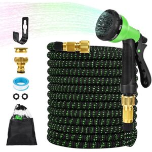 Tinor - 30M Expandable Garden Hose, 100FT Flexible Water Hoses, Expandable Garden Hose with 8 Function Spray Gun and 1/2'' and 3/4'' Adapters for
