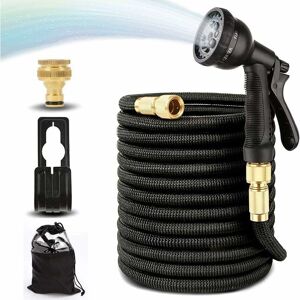 Tinor - 30M Flexible Garden Hose Expandable Garden Hose with 8 Functions Spray Water Hose for Garden Irrigation and Cleaning Black