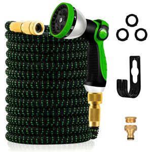Tinor - 30m/100FT Expandable Garden Hose - Flexible Water Hose with 10 Spray Patterns Fits 1/2' & 3/4' Taps Durable Metal Fittings for Garden,