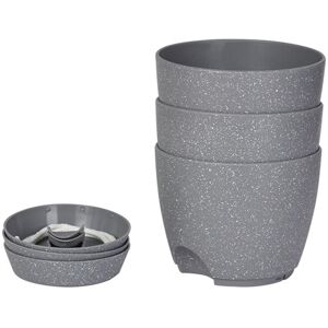 TLILY 3Pack 6.5Inch Self Watering Pots for Indoor Plants,Flower Pots Planter with Drainage Holes and Wick Rope, Gray