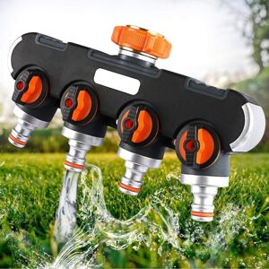 BEIJIYI 4-Way Irrigation Distributor, Hose Irrigation Splitter, Adjustable and Lockable Water Flow, Garden Irrigation Distributor (3/4