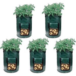 CYSLMUK 5Pcs Garden Grow Bags Outdoor Vegetable Garden Fertilizer Bucket Plant Growth Bags 10 Gallon 35x45cm