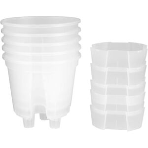 TLILY 6 Inch Transparent Plastic Garden Pots Self Watering , 5 Pack Nursery Plant with Deep Reservior