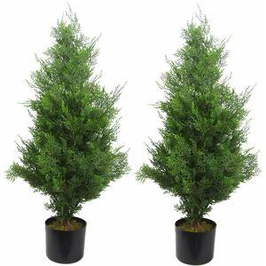 Leaf - 90cm Pair of Artificial Cypress Topiary