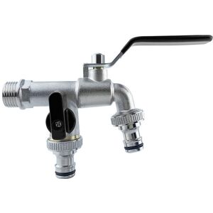 Alwaysh - 1/2 Inch Double Tap, Garden Tap, Double Connector and Hose End for Garden, Household and Industry (Black)