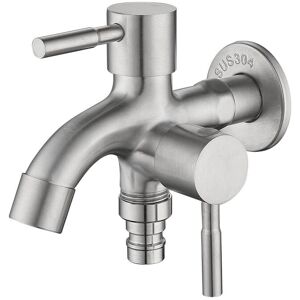 Alwaysh - Double Garden Tap 1/2', Universal, Double Flow Faucet Brass, Double Ball Flow Faucet, Double Valve Faucet for Garden, Washing Machine