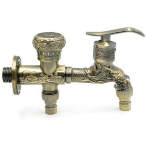 Alwaysh - Vintage Dragon Faucet, Antique Dragon Shape Faucet Brass Faucet Handle Wall Mounted Outdoor Garden Faucet Hot Cold Water Tap for Laundry