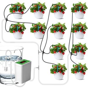 AlwaysH Automatic Drip Irrigation Kit, 12 Kits Self Watering System for Indoor Plants, LED Display and USB Rechargeable Drip Irrigation System