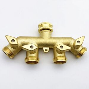 Ahlsen - AlwaysH Hose Distributor (4 Way), Brass Garden Hose Adapter Four Way Splitter Adapter Ball Valve Faucet Connector