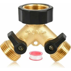 HOOPZI Brass Tap Manifold Garden Hose Splitter Y Valve, 2 Way 3/4