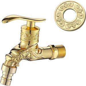 Ccykxa - Vintage Faucet, (Gold) Antique Brass Faucet, Antique Style Garden Faucet, Antique Dragon Carved Faucet for Home Kitchen Bathroom Garden