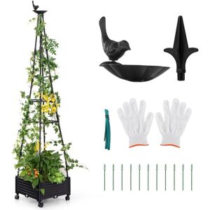 COSTWAY Rolling Planter Box Raised Garden Bed Climbing Plants w/Obelisk Trellis