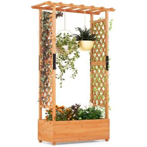 Costway - Raised Garden Bed Freestanding Planter Trellis Container w/ Drainage Hole