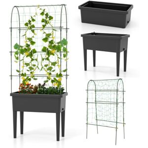 COSTWAY Raised Garden Bed Self-Watering Planter Bed Kit Garden Planter w/Trellis