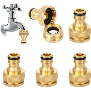 CSPARKV 5PCS Brass Garden Hose Connector, Garden Hose Tap Connector Brass Watering Hose Tap Connector 1/2 and 3/4 Threaded Tap Connector 。