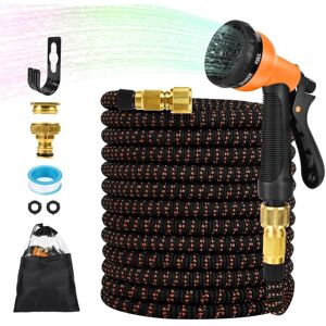 TINOR Expandable Garden Hose 30M, 100FT Flexible Water Hoses, Expandable Garden Hose with 8 Function Spray Gun and 1/2'' and 3/4'' Adapters for Garden