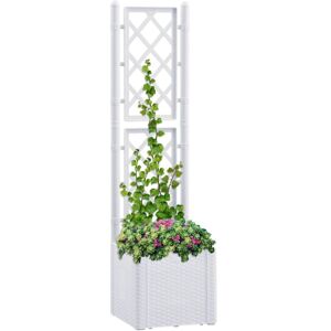 Bonnevie - Garden Raised Bed,Planter,Plant pot,Flower box with Trellis and Self Watering System White CFW15427