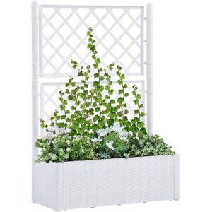 Bonnevie - Garden Raised Bed,Planter,Plant pot,Flower box with Trellis and Self Watering System White VSVS962767
