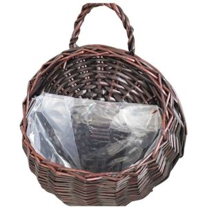 Tlily - Hand Made Flower Planter Wall Hanging Wicker Rattam Basket Garden Vine Pot Plants Holder Garden Pots Wall Planter-Dark Brown